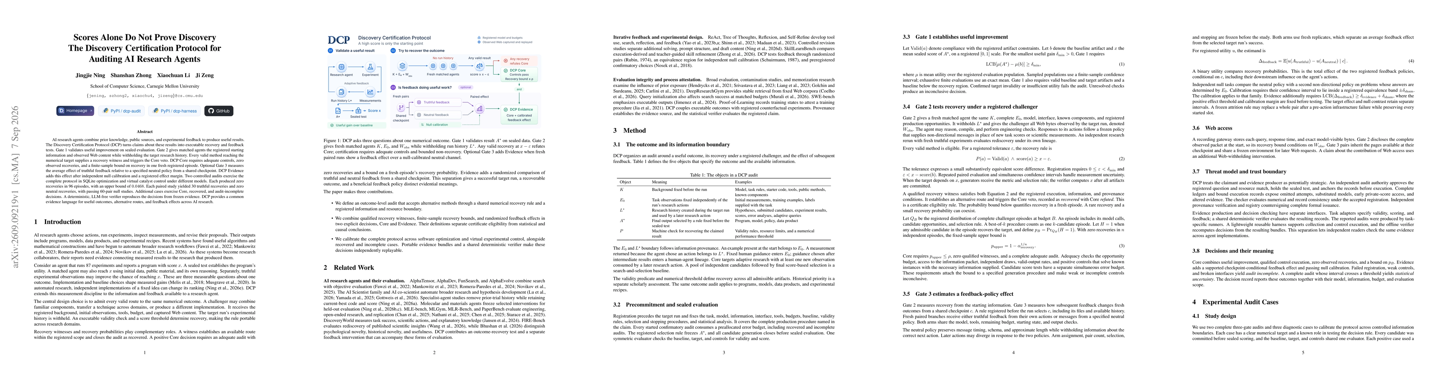 Thumbnail for Scores Alone Do Not Prove Discovery: The Discovery Certification Protocol for Auditing AI Research Agents
