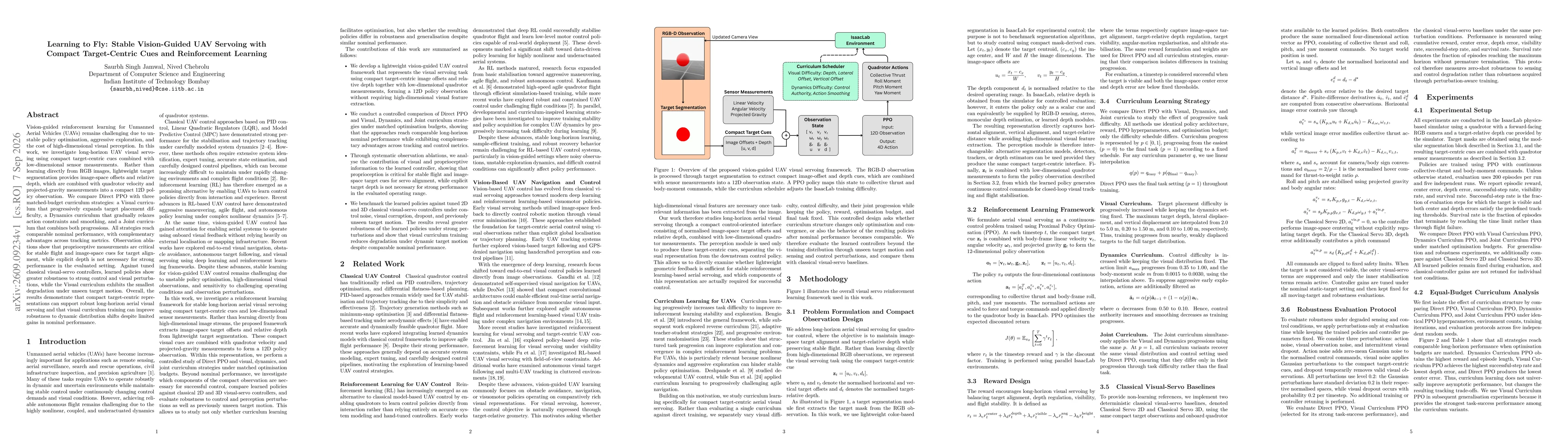 Thumbnail for Learning to Fly: Stable Vision-Guided UAV Servoing with Compact Target-Centric Cues and Reinforcement Learning