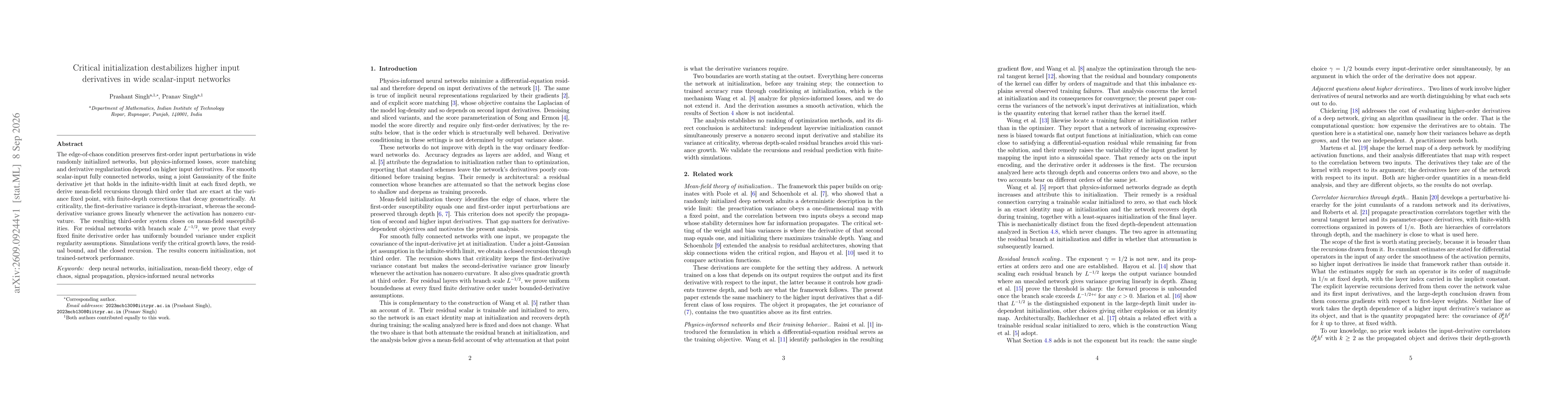 Thumbnail for Critical initialization destabilizes higher input derivatives in wide scalar-input networks