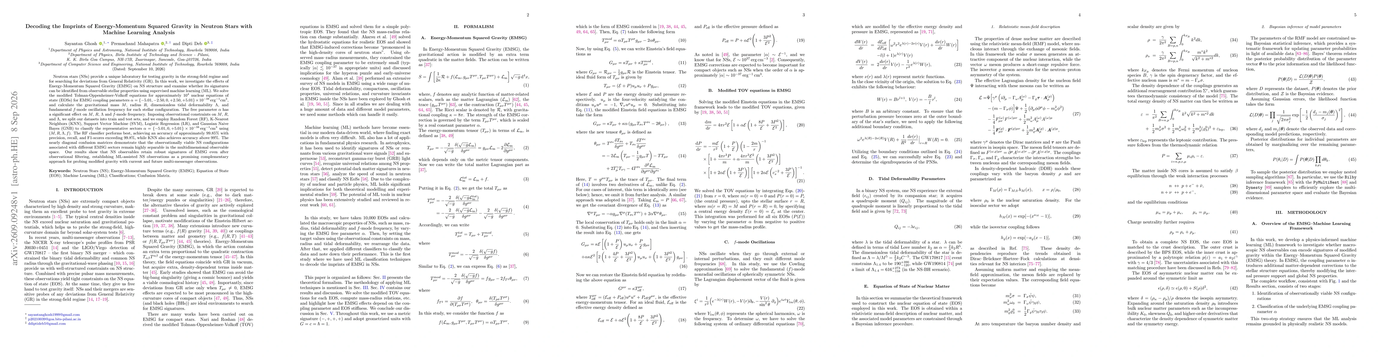 Thumbnail for Decoding the Imprints of Energy-Momentum Squared Gravity in Neutron Stars with Machine Learning Analysis