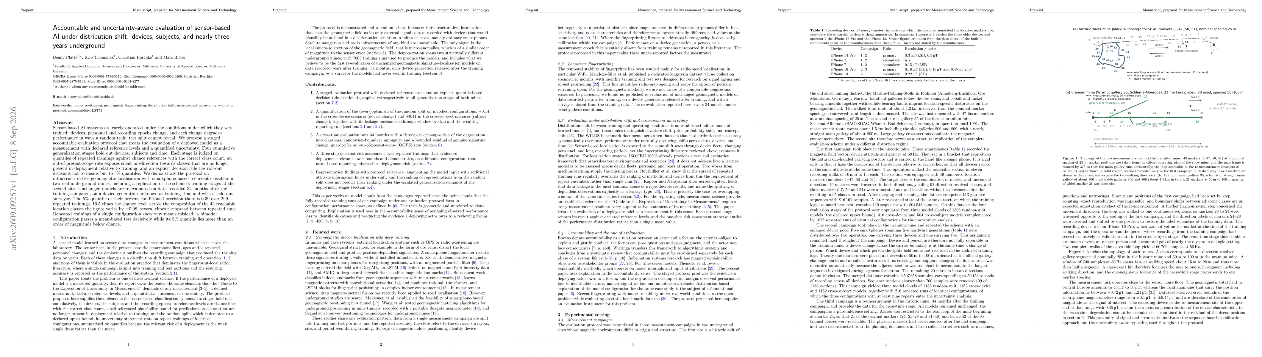 Thumbnail for Accountable and uncertainty-aware evaluation of sensor-based AI under distribution shift: devices, subjects, and nearly three years underground