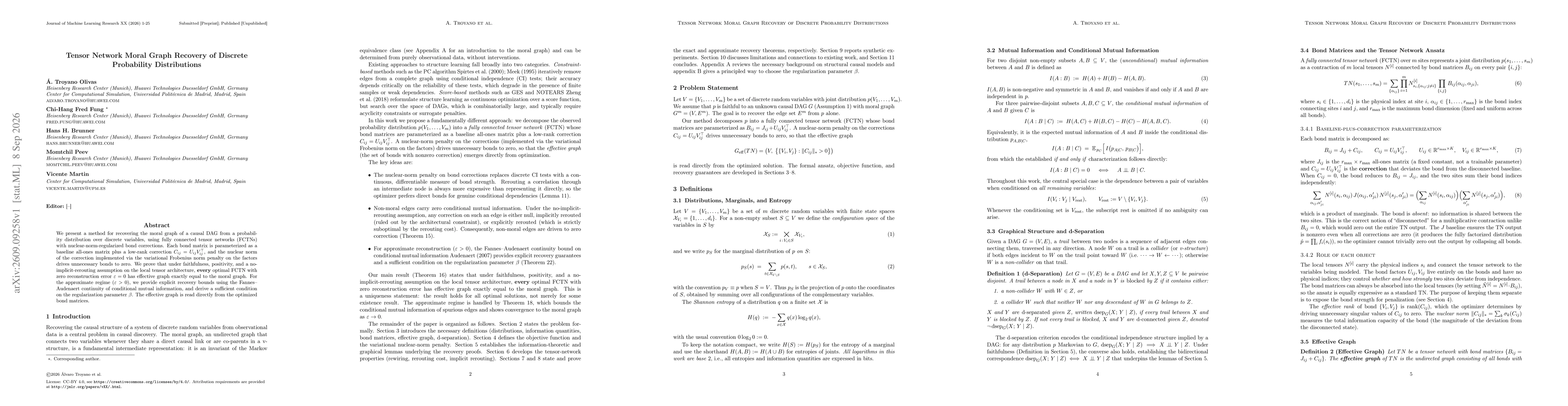 Thumbnail for Tensor Network Moral Graph Recovery of Discrete Probability Distributions