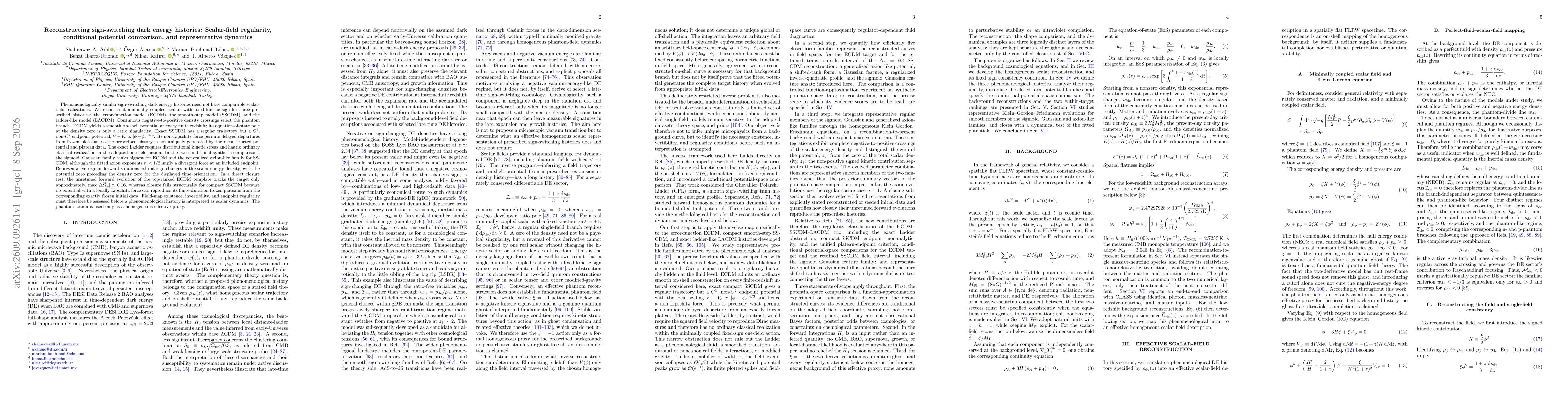 Thumbnail for Reconstructing sign-switching dark energy histories: Scalar-field regularity, conditional potential comparison, and representative dynamics