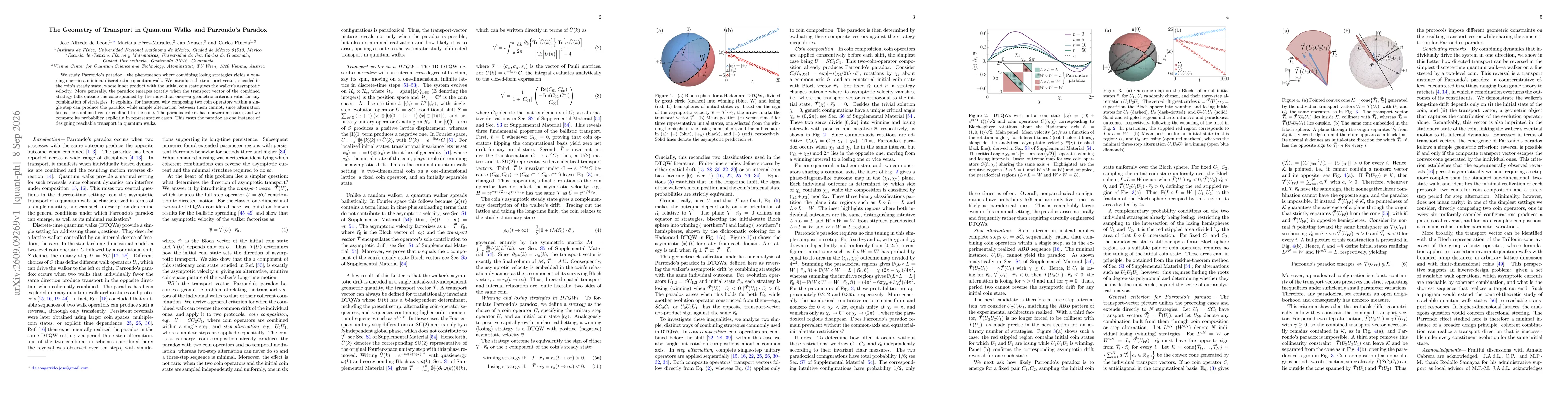 Thumbnail for The Geometry of Transport in Quantum Walks and Parrondo's Paradox