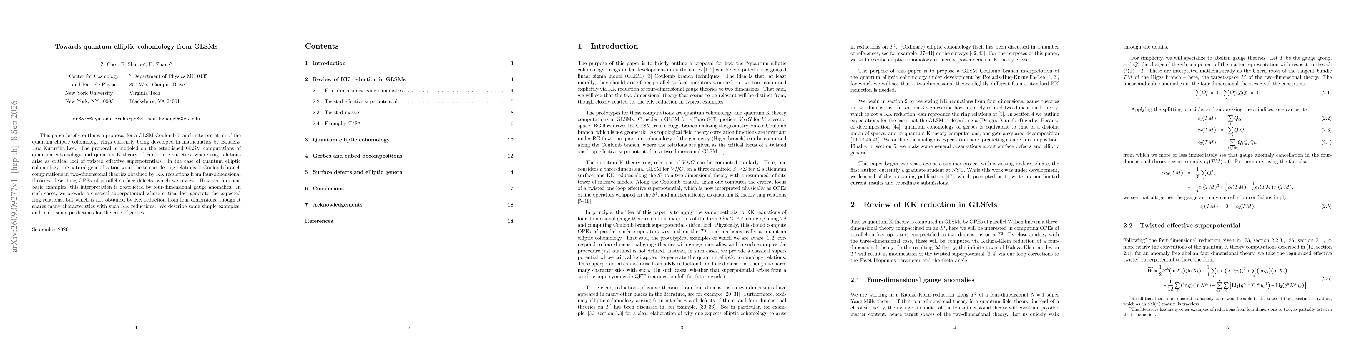 Thumbnail for Towards quantum elliptic cohomology from GLSMs