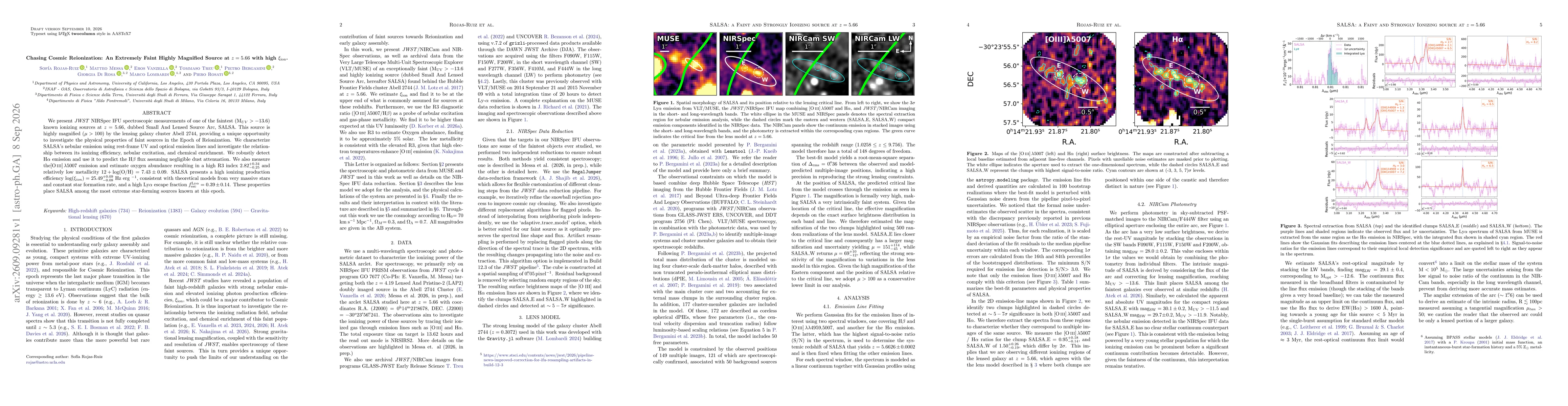 Thumbnail for Chasing Cosmic Reionization: An Extremely Faint Highly Magnified Source at $z=5.66$ with high $ξ_{\rm ion}$