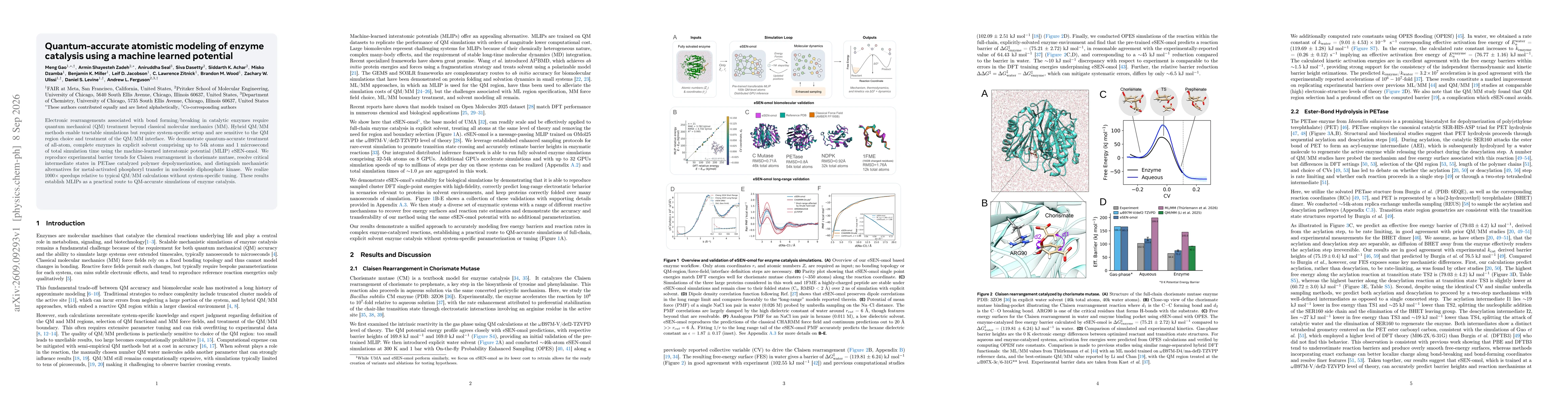 Thumbnail for Quantum-accurate atomistic modeling of enzyme catalysis using a machine learned potential