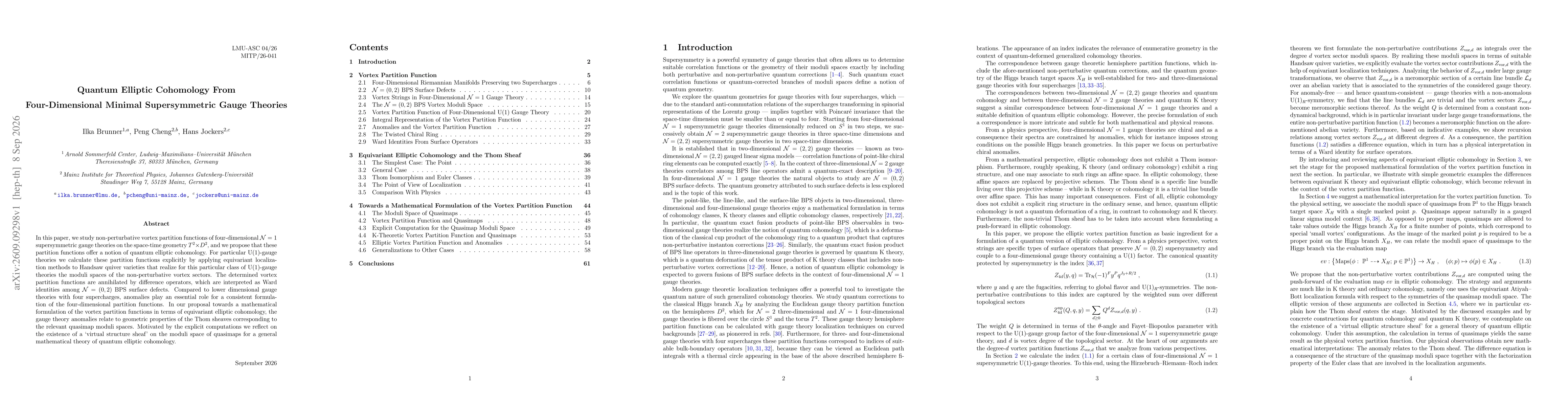 Thumbnail for Quantum Elliptic Cohomology From Four-Dimensional Minimal Supersymmetric Gauge Theories