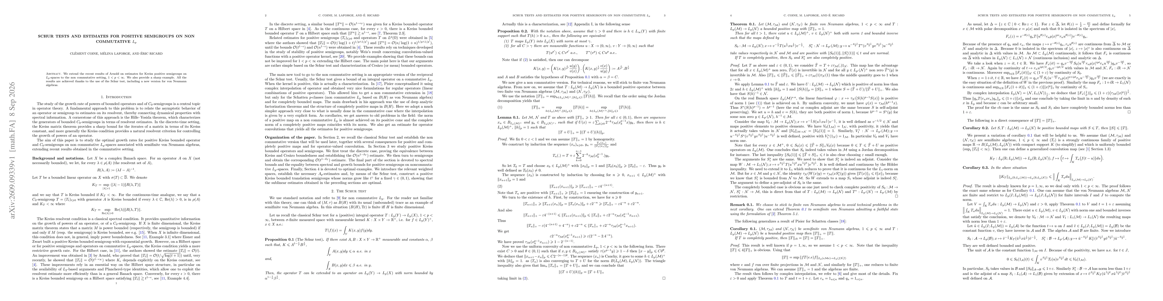 Thumbnail for Schur tests and estimates for positive semigroups on non commutative $L_p$