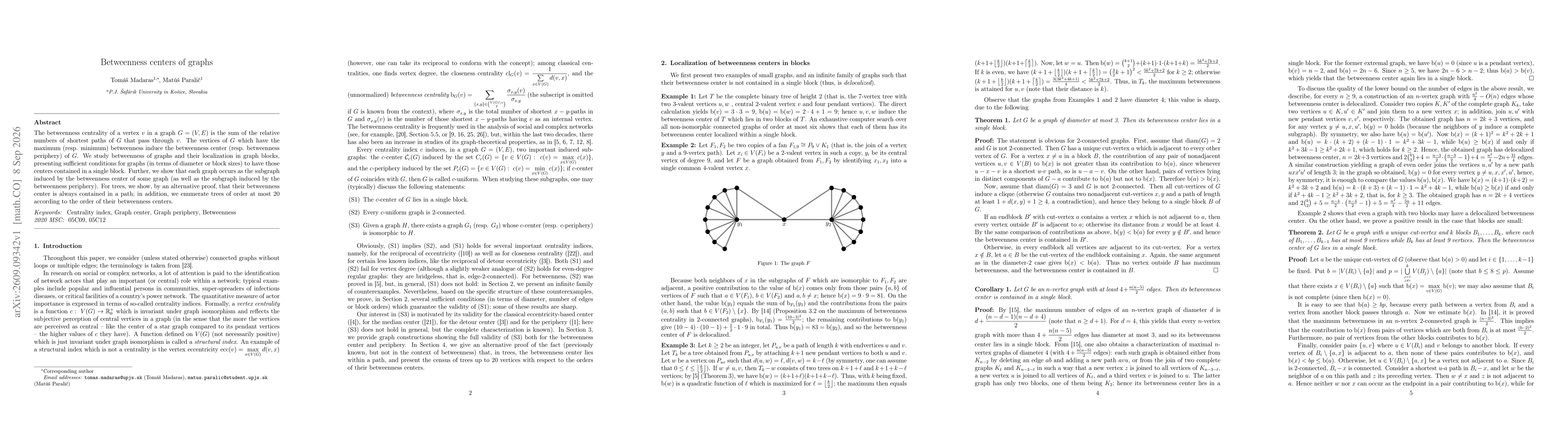 Thumbnail for Betweenness centers of graphs