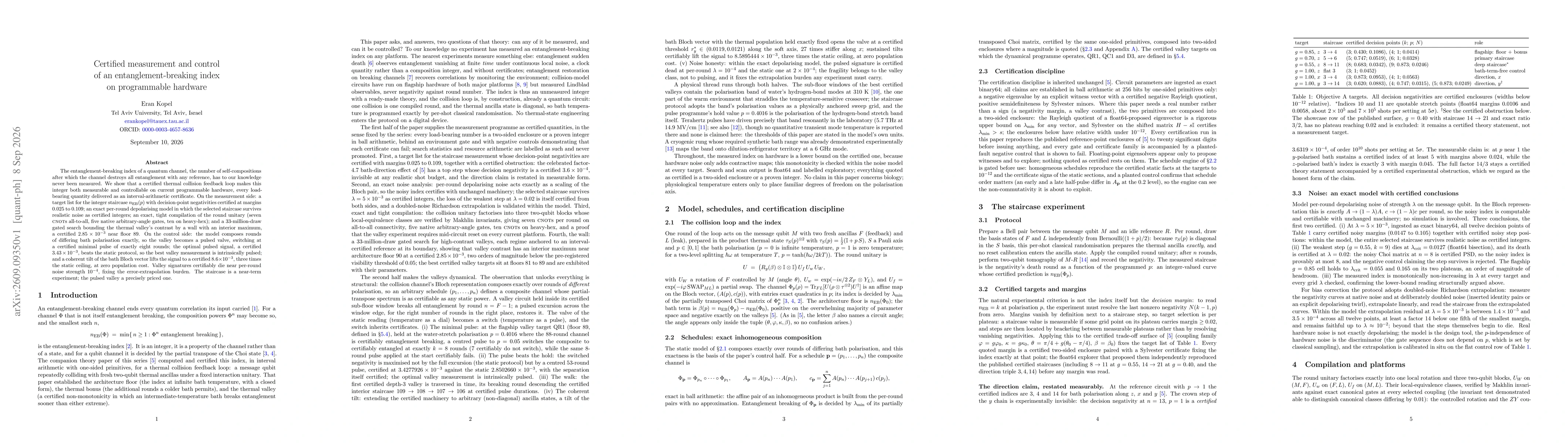 Thumbnail for Certified measurement and control of an entanglement-breaking index on programmable hardware