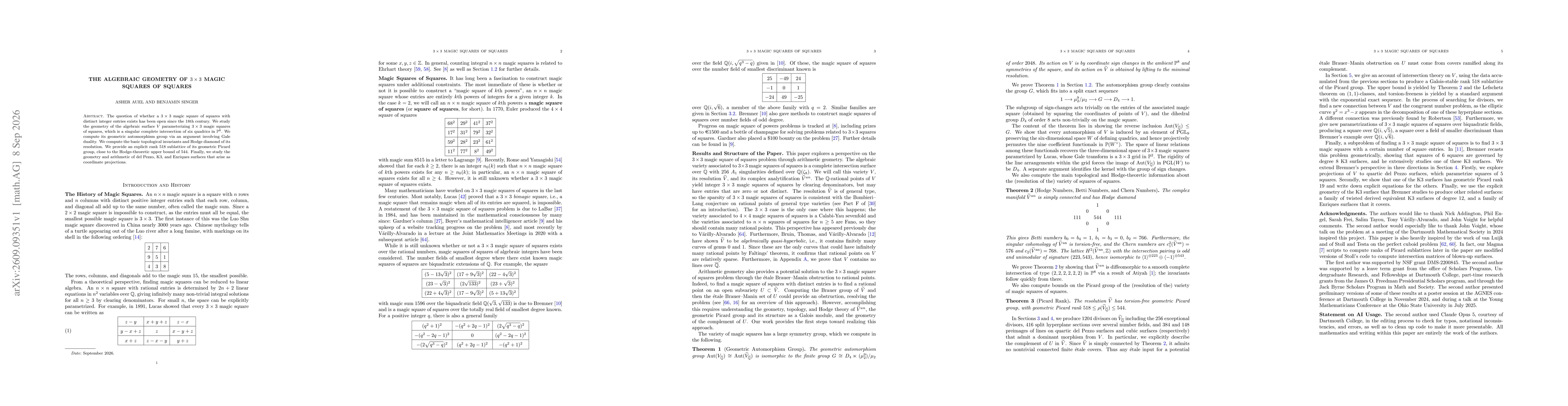 Thumbnail for The algebraic geometry of 3-by-3 magic squares of squares