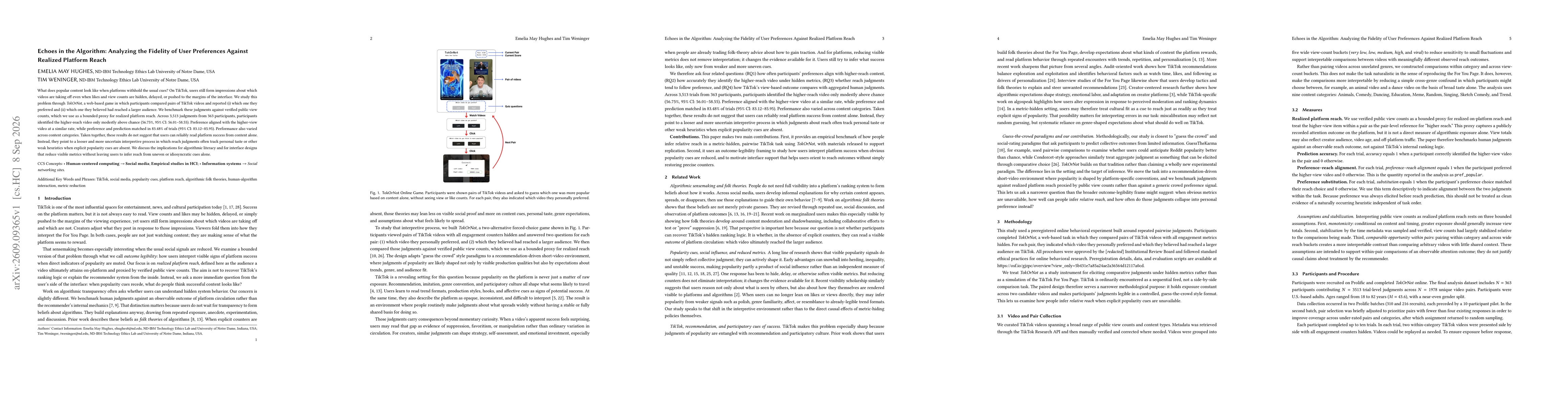 Thumbnail for Echoes in the Algorithm: Analyzing the Fidelity of User Preferences Against Realized Platform Reach