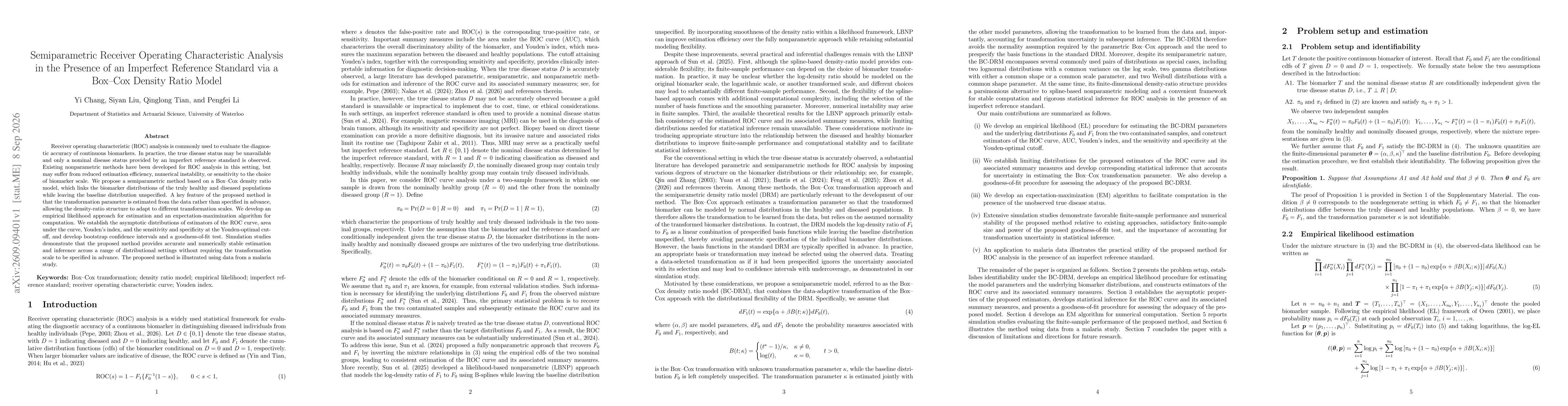Thumbnail for Semiparametric Receiver Operating Characteristic Analysis in the Presence of an Imperfect Reference Standard via a Box-Cox Density Ratio Model