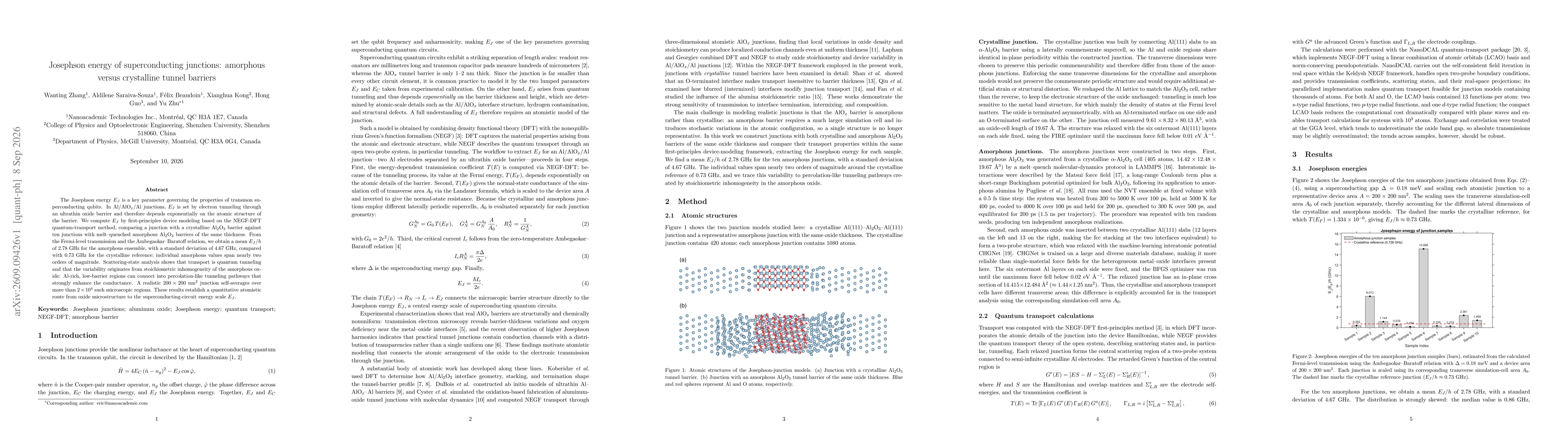 Thumbnail for Josephson energy of superconducting junctions: amorphous versus crystalline tunnel barriers