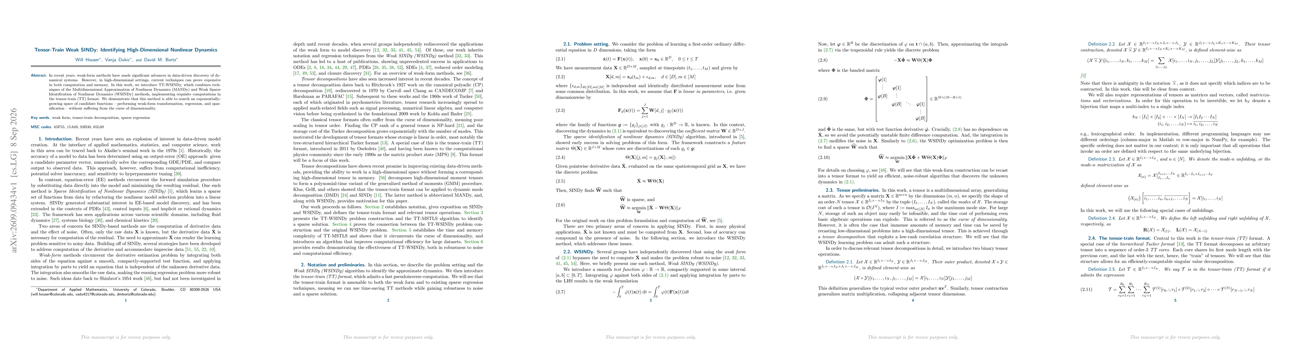 Thumbnail for Tensor-Train Weak SINDy: Identifying High-Dimensional Nonlinear Dynamics