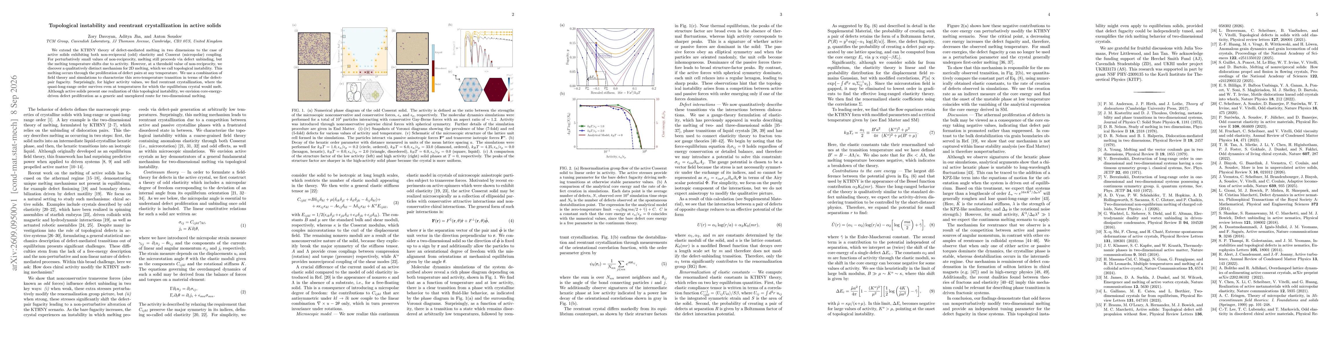 Thumbnail for Topological instability and reentrant crystallization in active solids