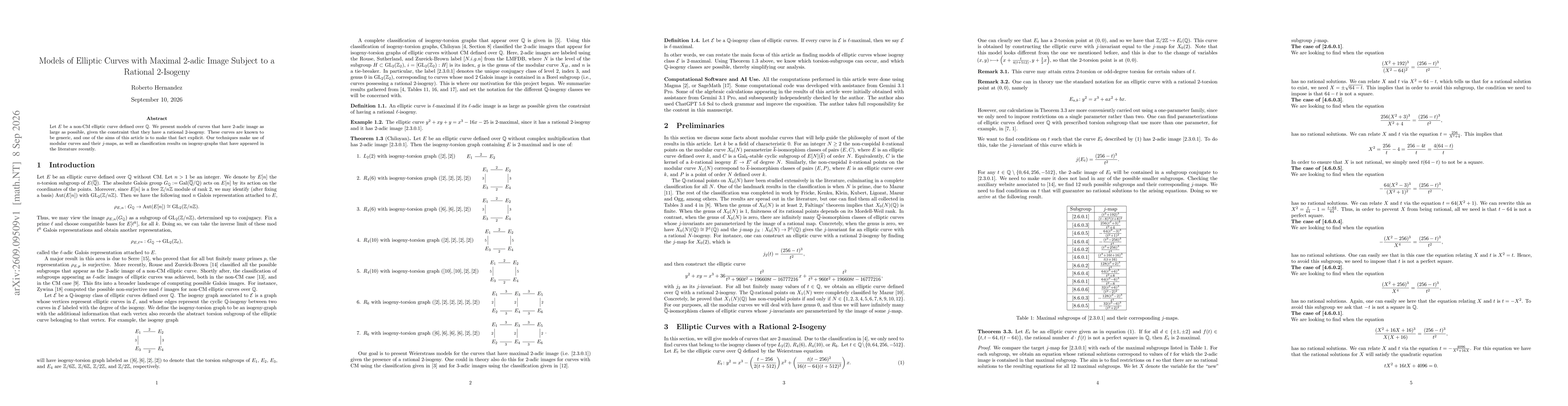 Thumbnail for Models of Elliptic Curves with Maximal 2-adic Image Subject to a Rational 2-Isogeny