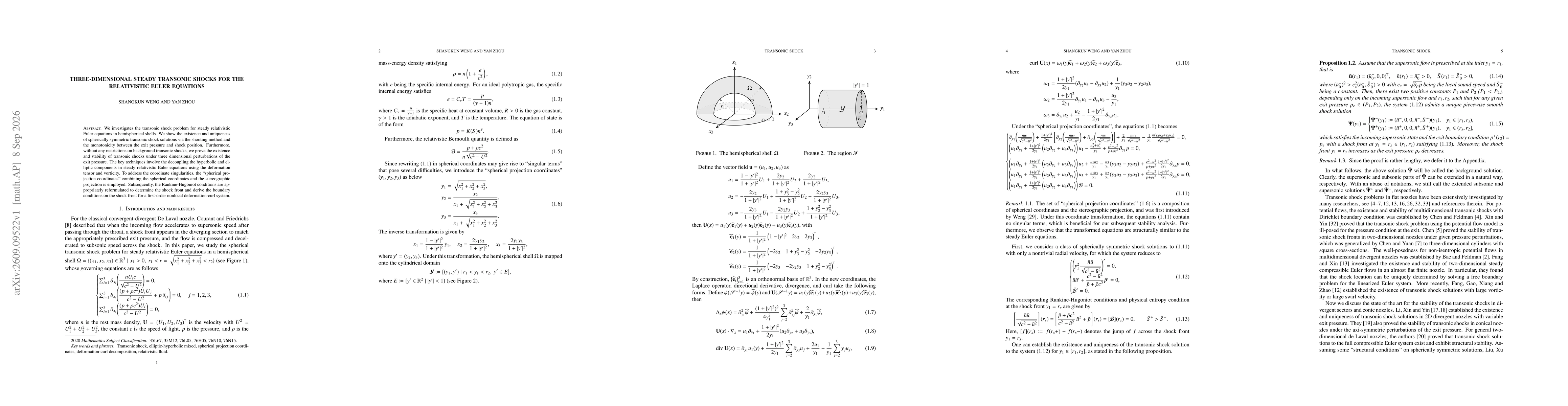 Thumbnail for Three-dimensional steady transonic shocks for the relativistic Euler equations
