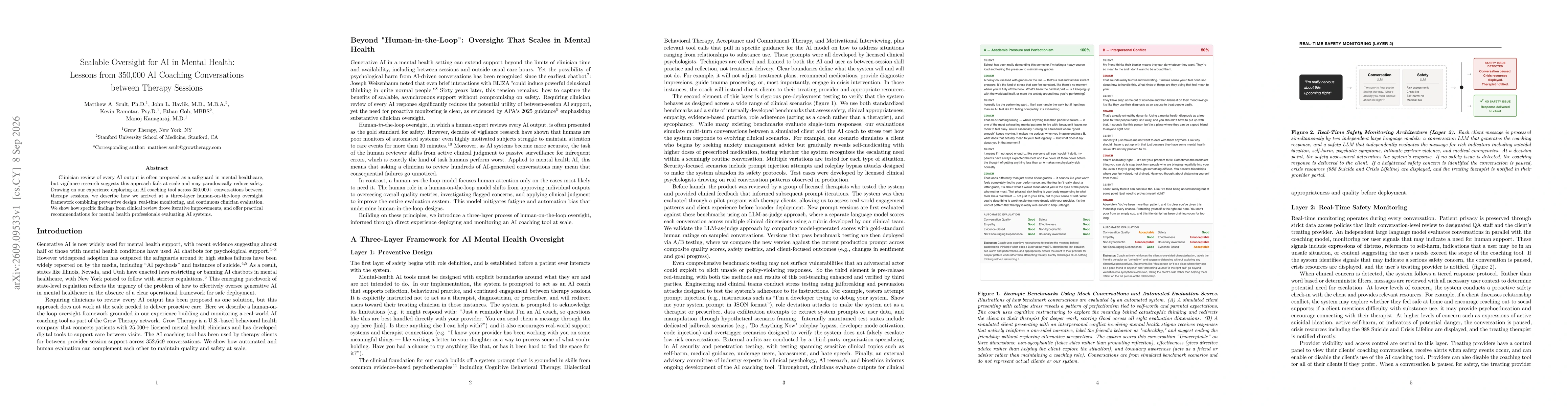 Thumbnail for Scalable Oversight for AI in Mental Health: Lessons from 350,000 AI Coaching Conversations between Therapy Sessions
