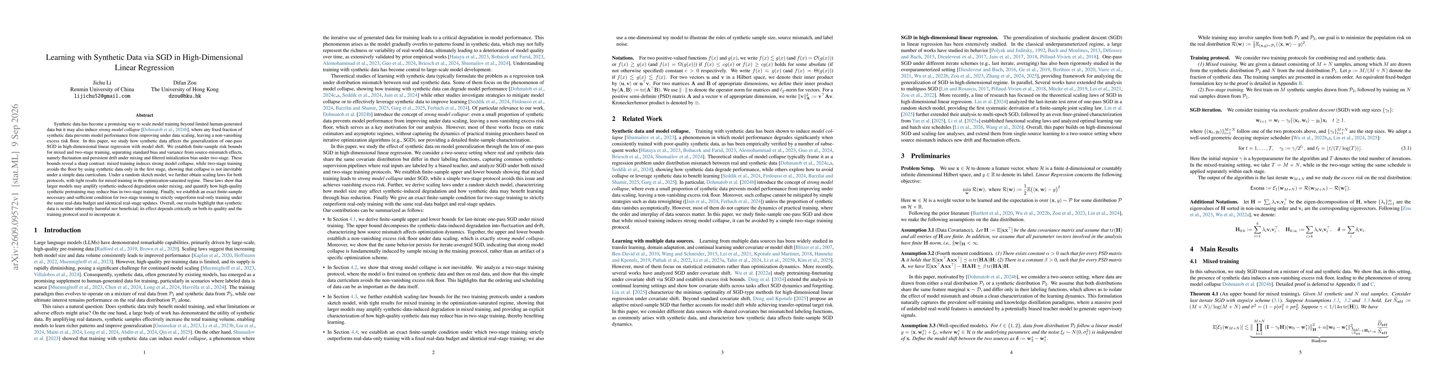 Thumbnail for Learning with Synthetic Data via SGD in High-Dimensional Linear Regression