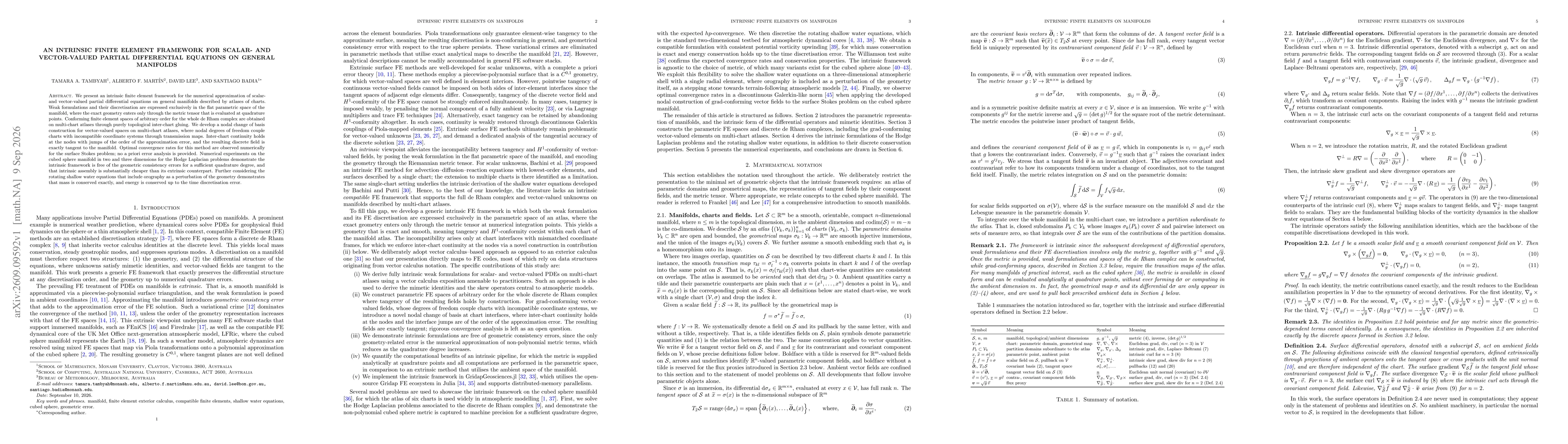 Thumbnail for An intrinsic finite element framework for scalar- and vector-valued partial differential equations on general manifolds