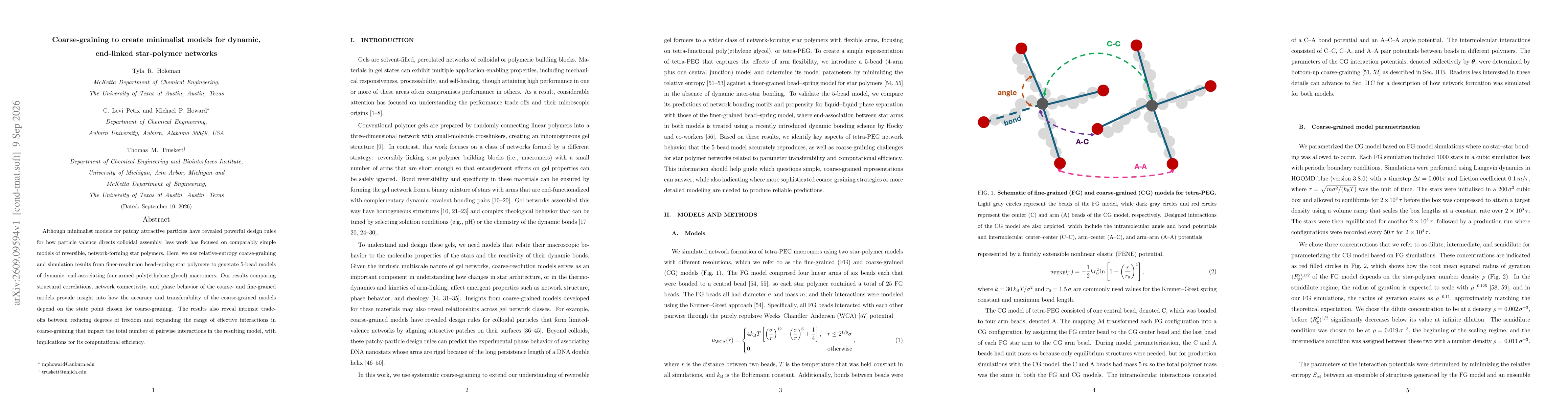 Thumbnail for Coarse-graining to create minimalist models for dynamic, end-linked star-polymer networks