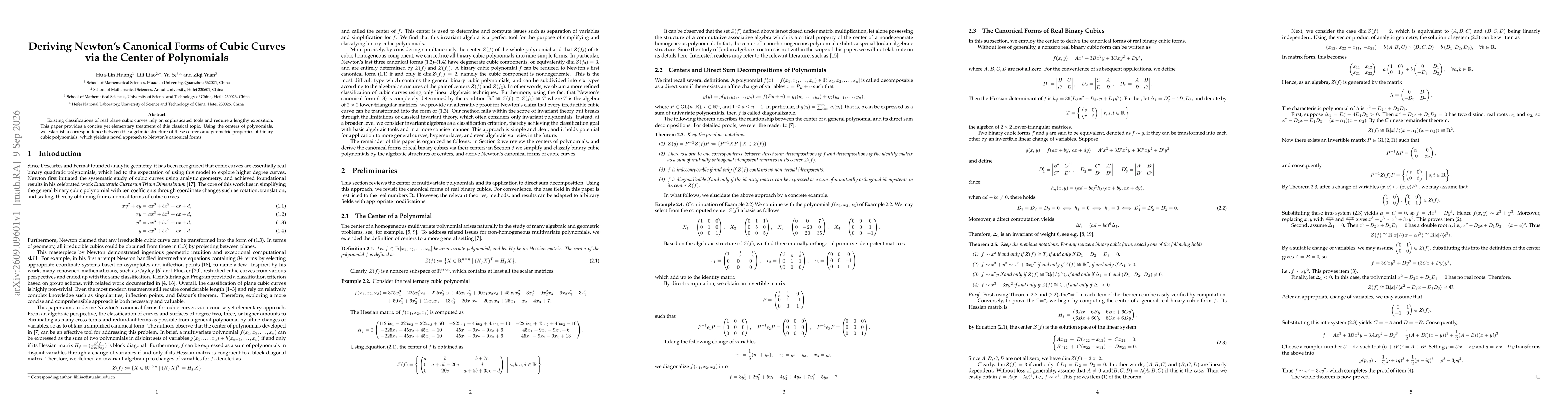 Thumbnail for Deriving Newton's Canonical Forms of Cubic Curves via the Center of Polynomials