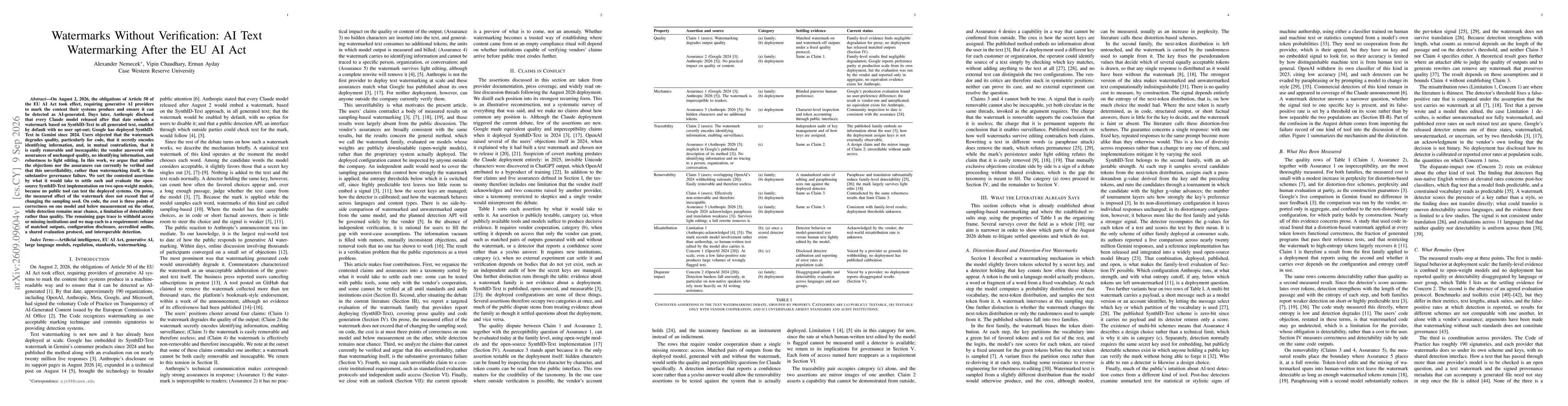 Thumbnail for Watermarks Without Verification: AI Text Watermarking After the EU AI Act