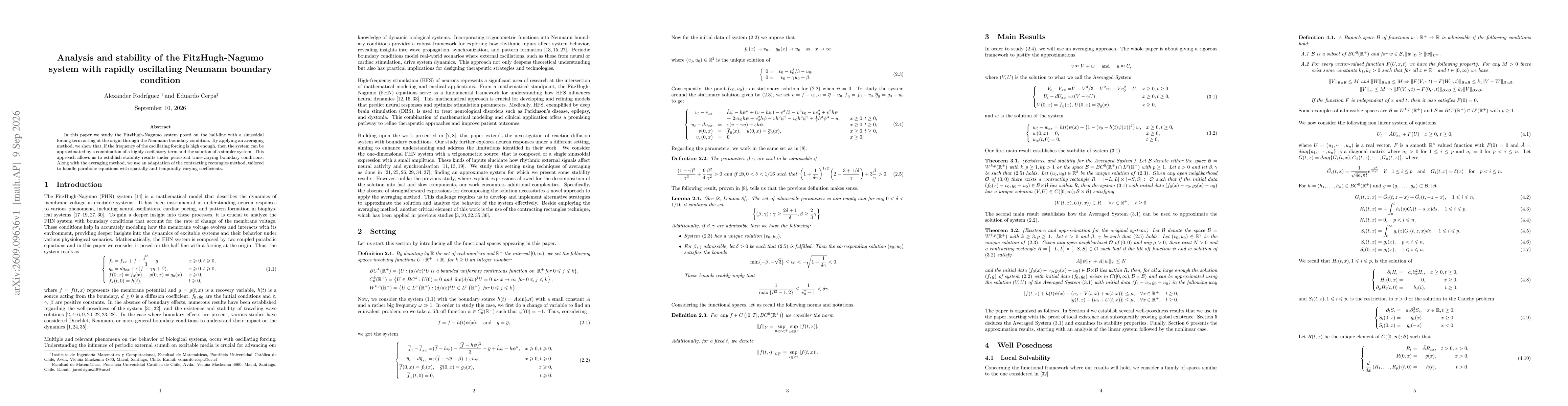 Thumbnail for Analysis and stability of the FitzHugh-Nagumo system with rapidly oscillating Neumann boundary condition