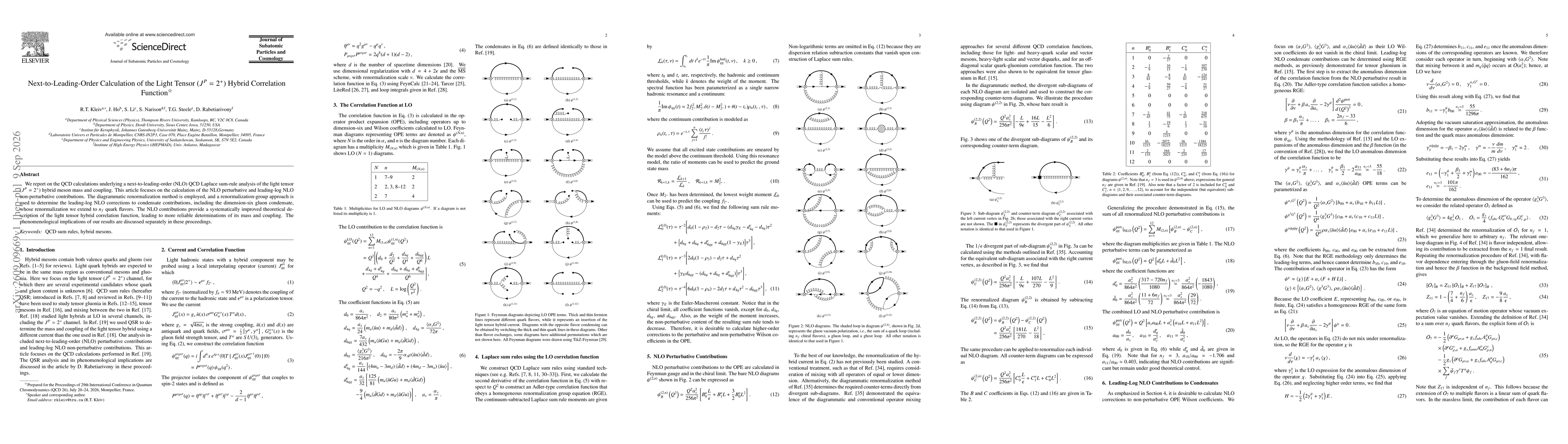 Thumbnail for Next-to-Leading-Order Calculation of the Light Tensor $(J^P=2^+)$ Hybrid Correlation Function