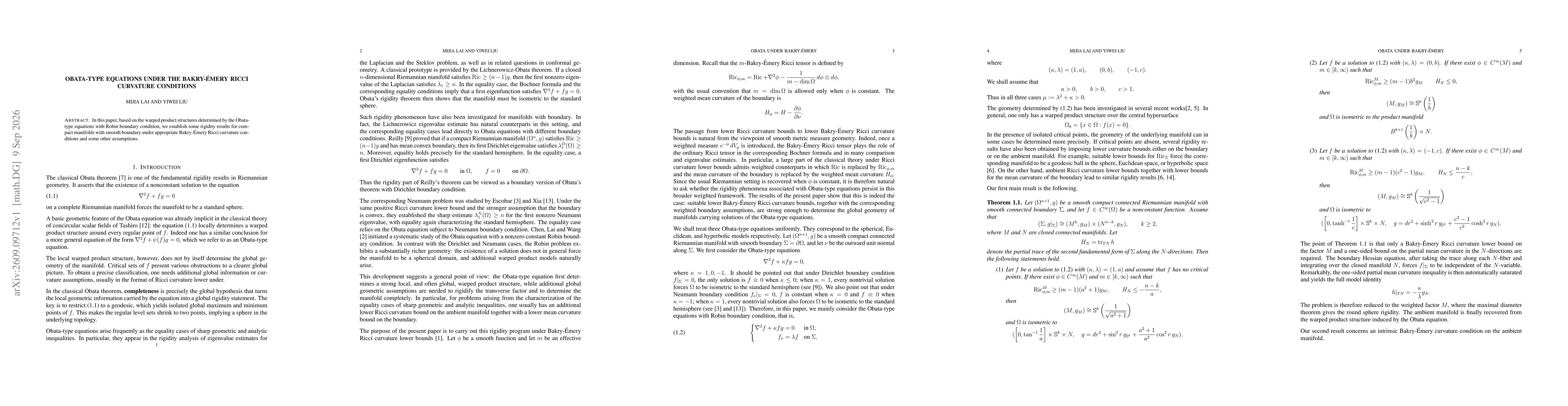 Thumbnail for Obata-type equations under the Bakry-Émery Ricci curvature conditions
