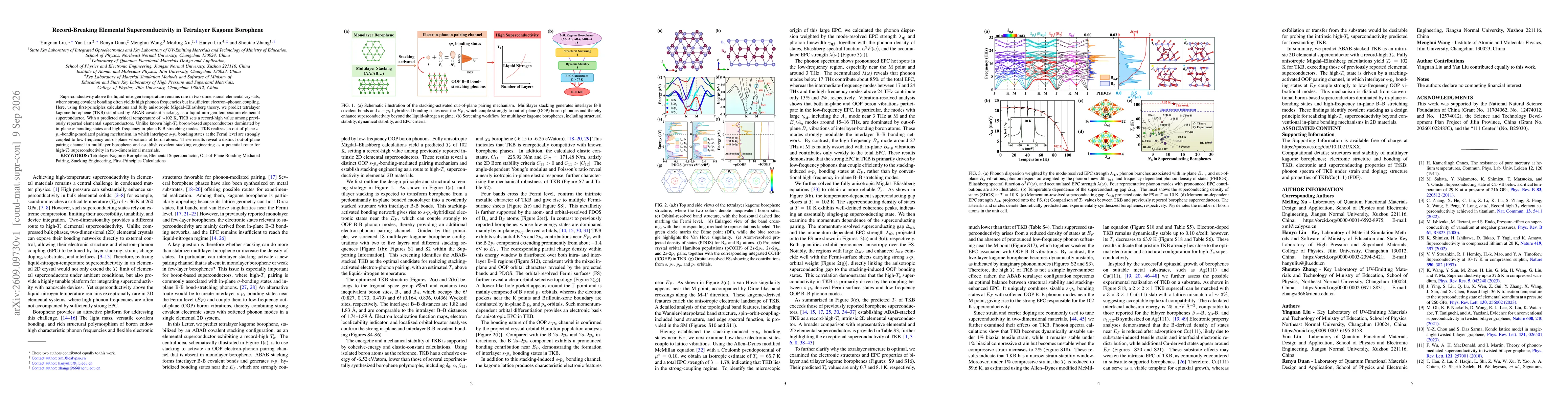 Thumbnail for Record-Breaking Elemental Superconductivity in Tetralayer Kagome Borophene