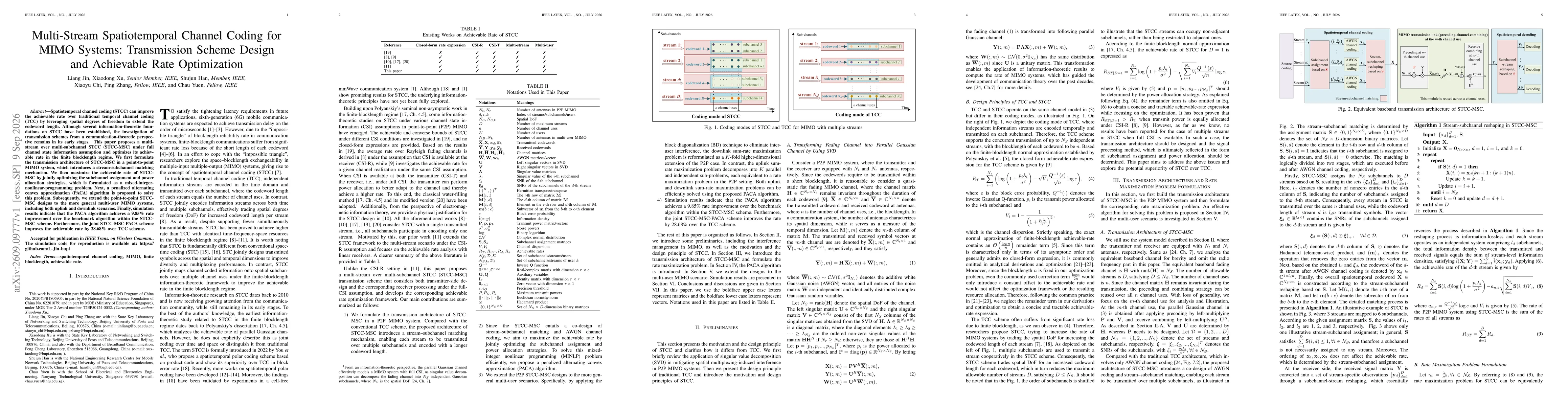Thumbnail for Multi-Stream Spatiotemporal Channel Coding for MIMO Systems: Transmission Scheme Design and Achievable Rate Optimization