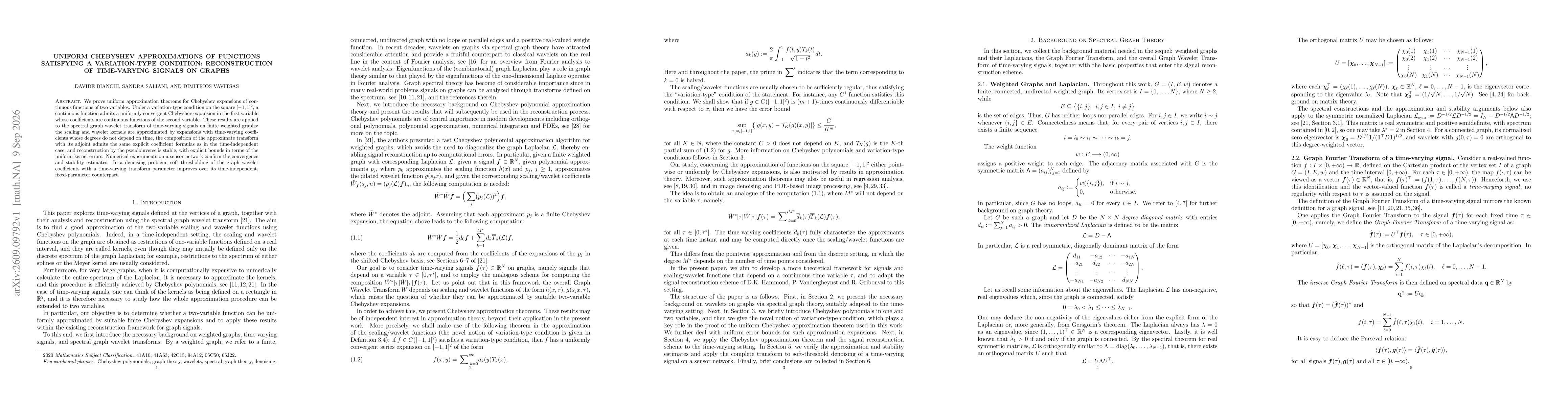 Thumbnail for Uniform Chebyshev approximations of functions satisfying a variation-type condition: reconstruction of time-varying signals on graphs