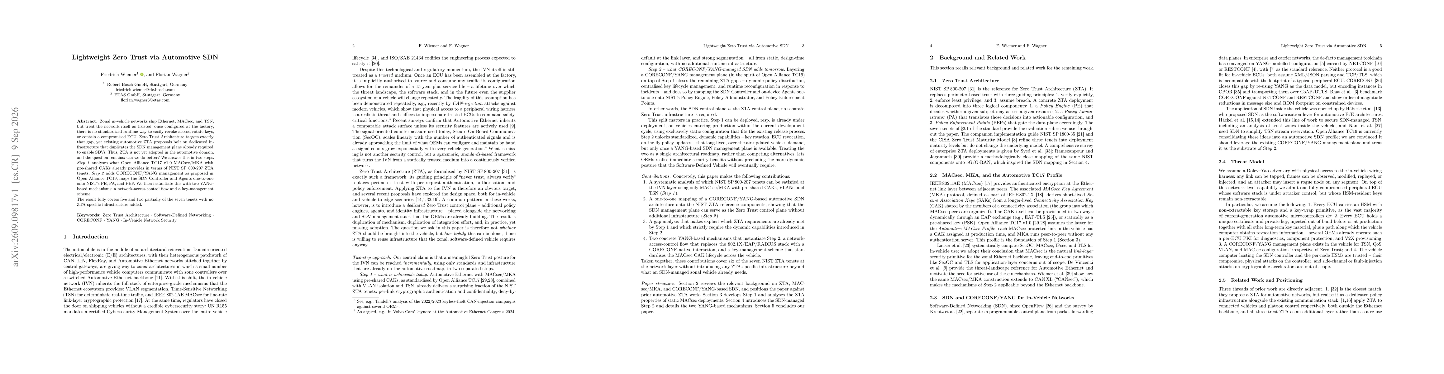 Thumbnail for Lightweight Zero Trust via Automotive SDN