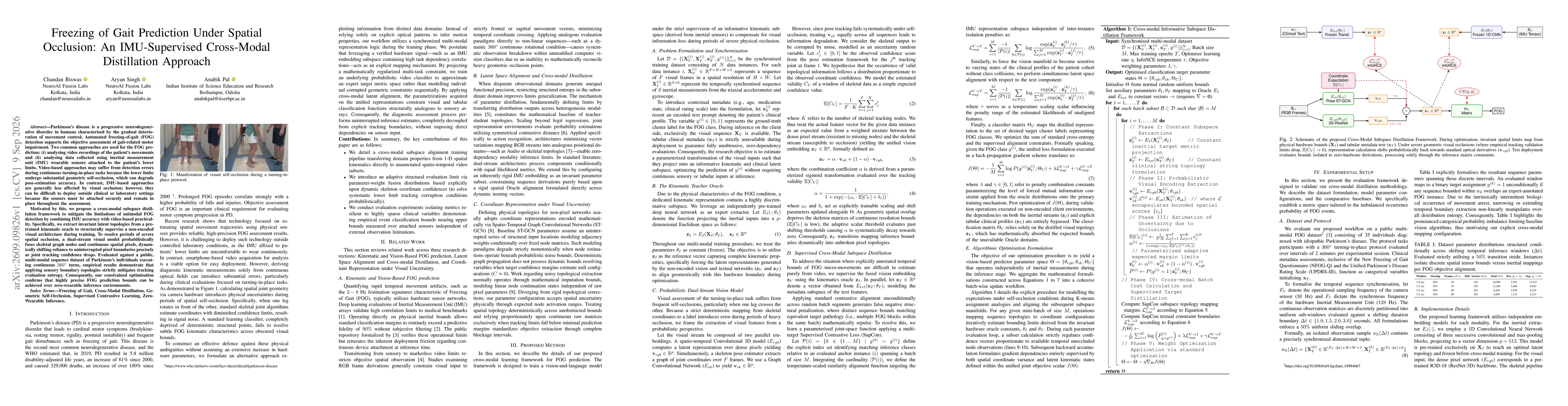 Thumbnail for Freezing of Gait Prediction Under Spatial Occlusion: An IMU-Supervised Cross-Modal Distillation Approach