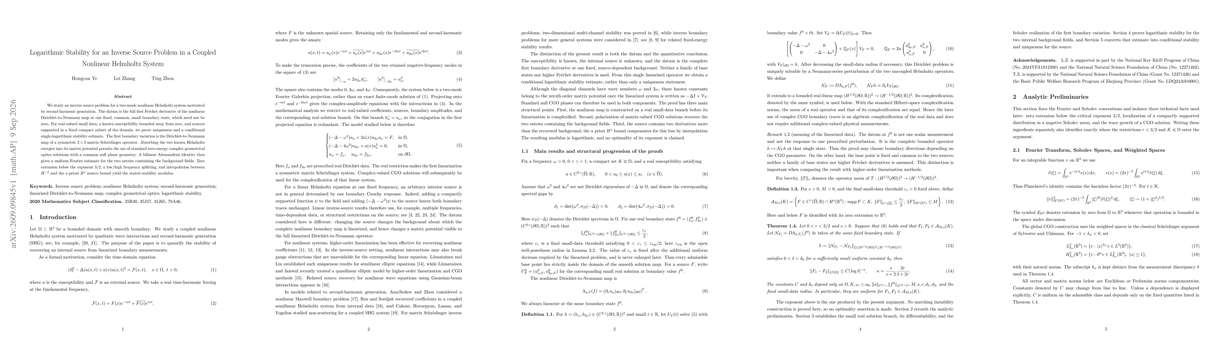 Thumbnail for Logarithmic Stability for an Inverse Source Problem in a Coupled Nonlinear Helmholtz System