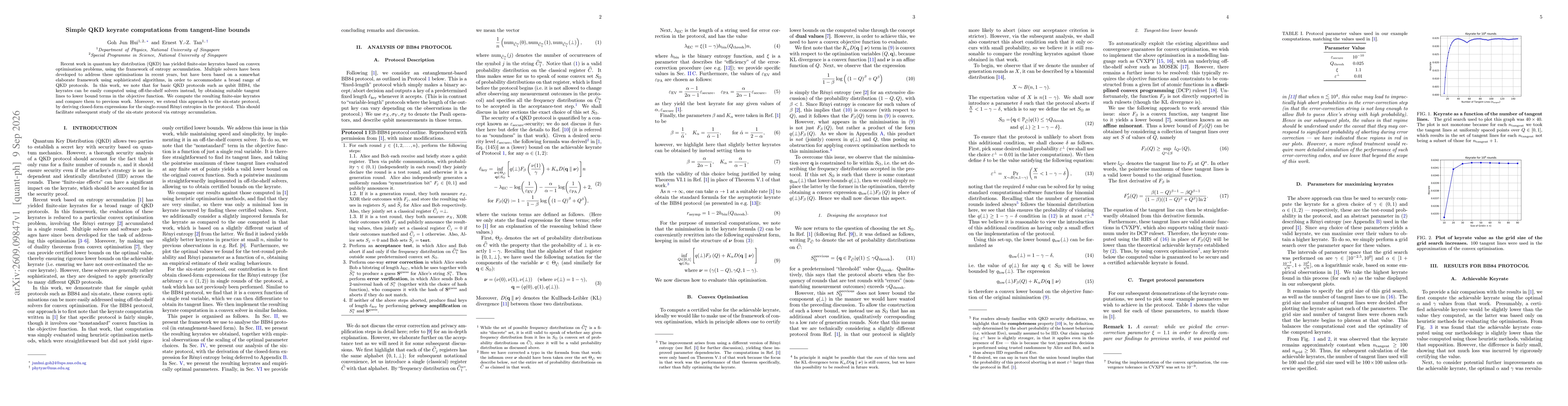 Thumbnail for Simple QKD keyrate computations from tangent-line bounds