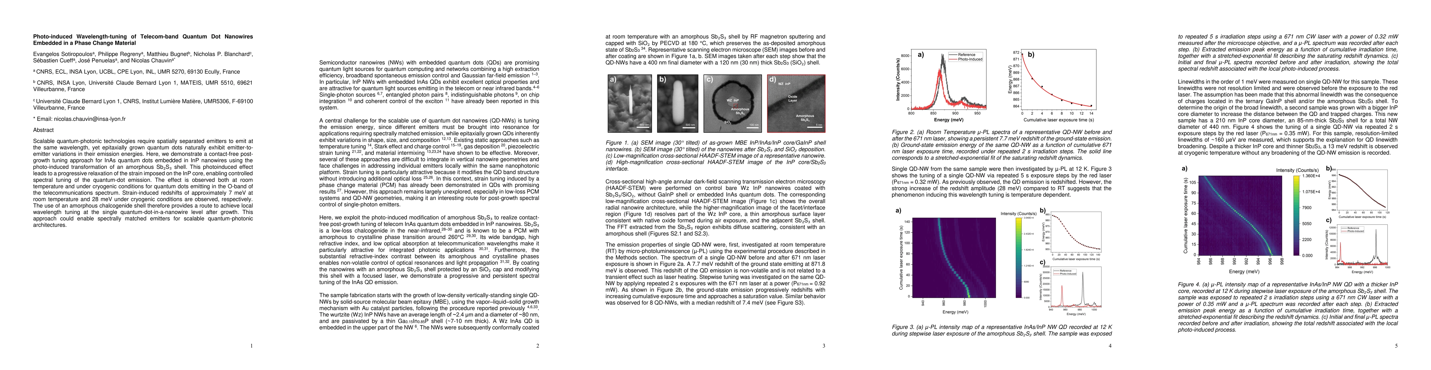 Thumbnail for Photo-induced Wavelength-tuning of Telecom-band Quantum Dot Nanowires Embedded in a Phase Change Material