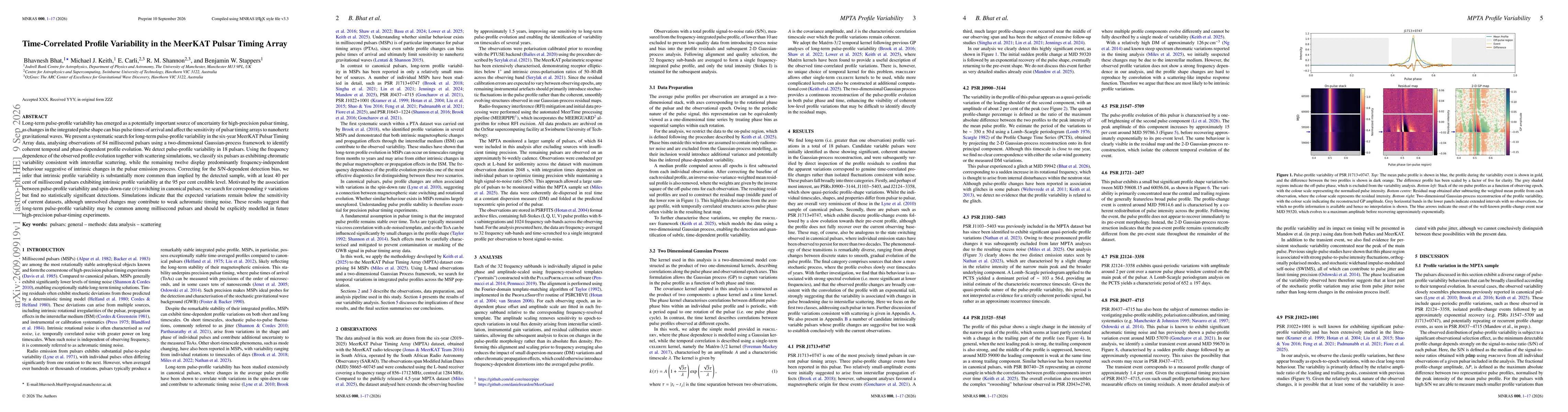 Thumbnail for Time-Correlated Profile Variability in the MeerKAT Pulsar Timing Array