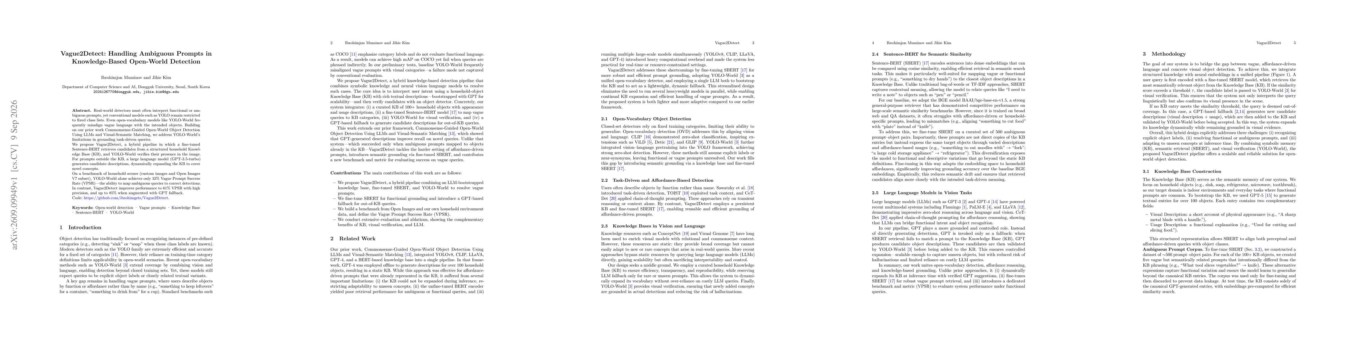 Thumbnail for Vague2Detect: Handling Ambiguous Prompts in Knowledge-Based Open-World Detection