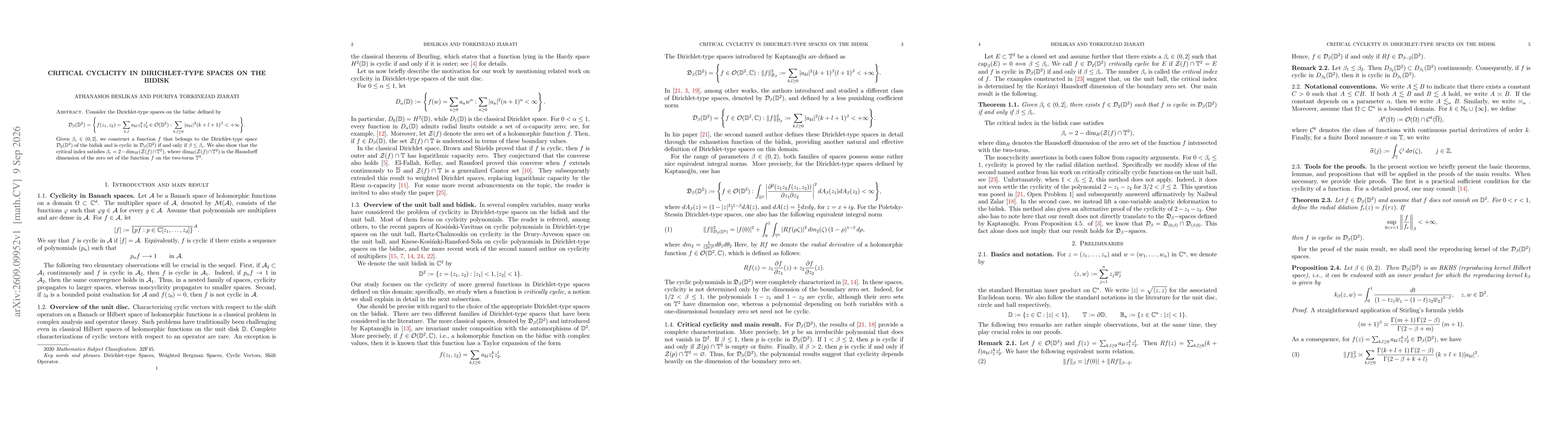 Thumbnail for Cyclicity in Dirichlet-type spaces on the bidisk