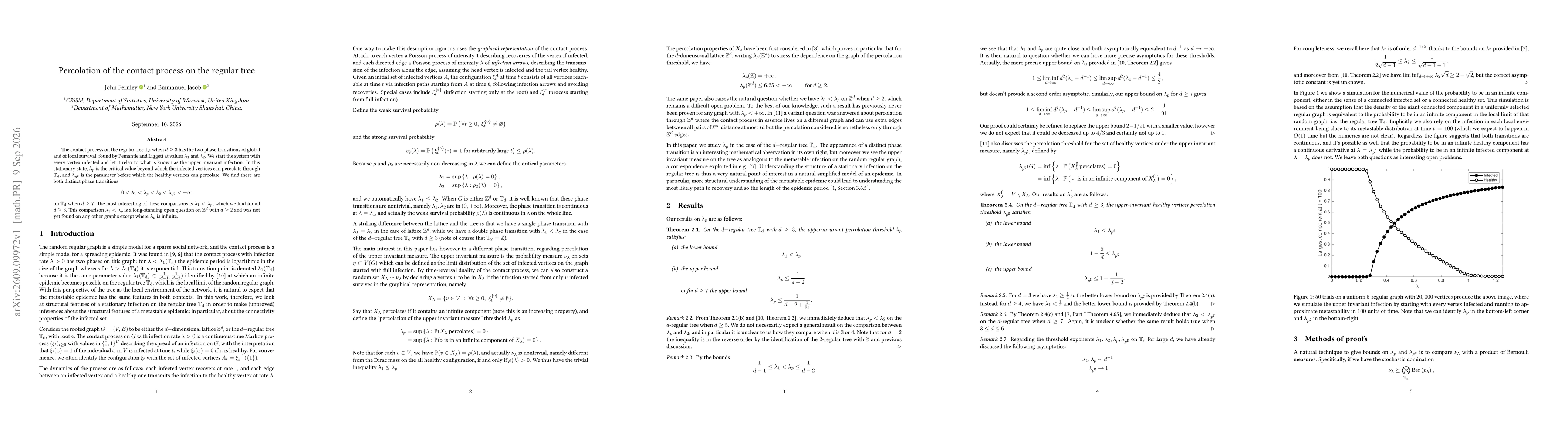 Thumbnail for Percolation of the contact process on the regular tree