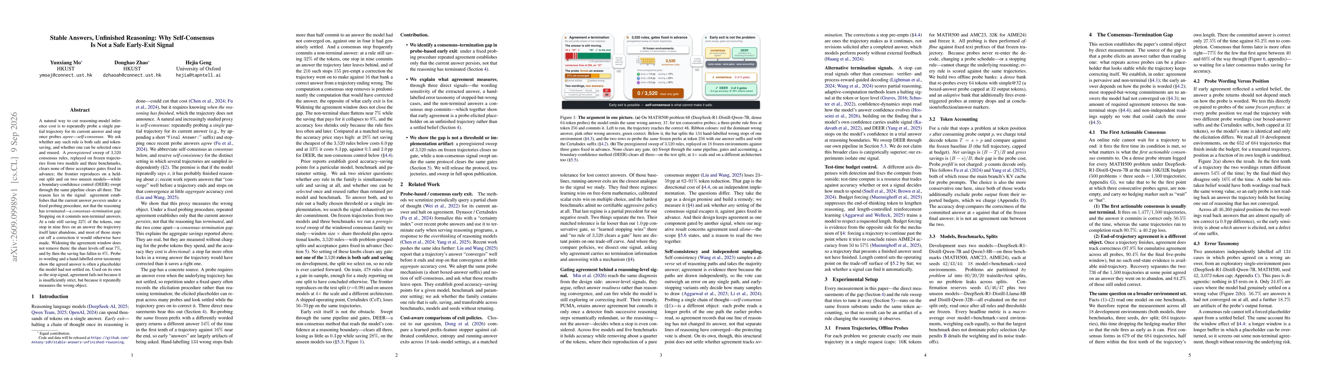 Thumbnail for Stable Answers, Unfinished Reasoning: Why Self-Consensus Is Not a Safe Early-Exit Signal