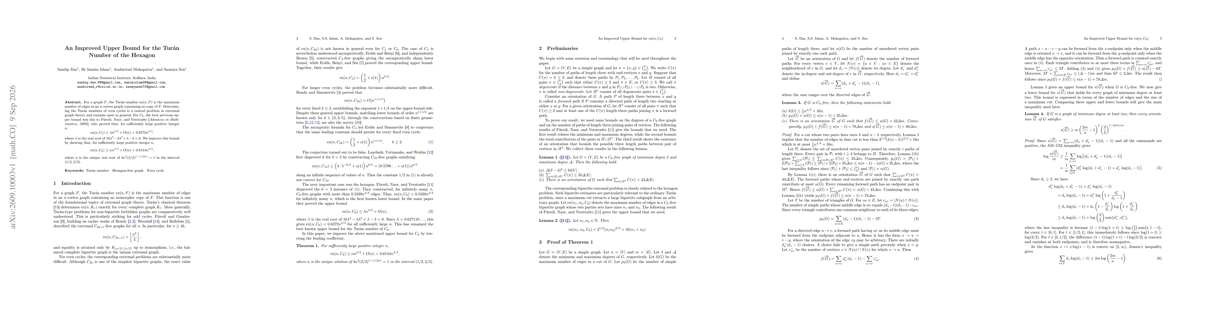 Thumbnail for An Improved Upper Bound for the Turán Number of the Hexagon