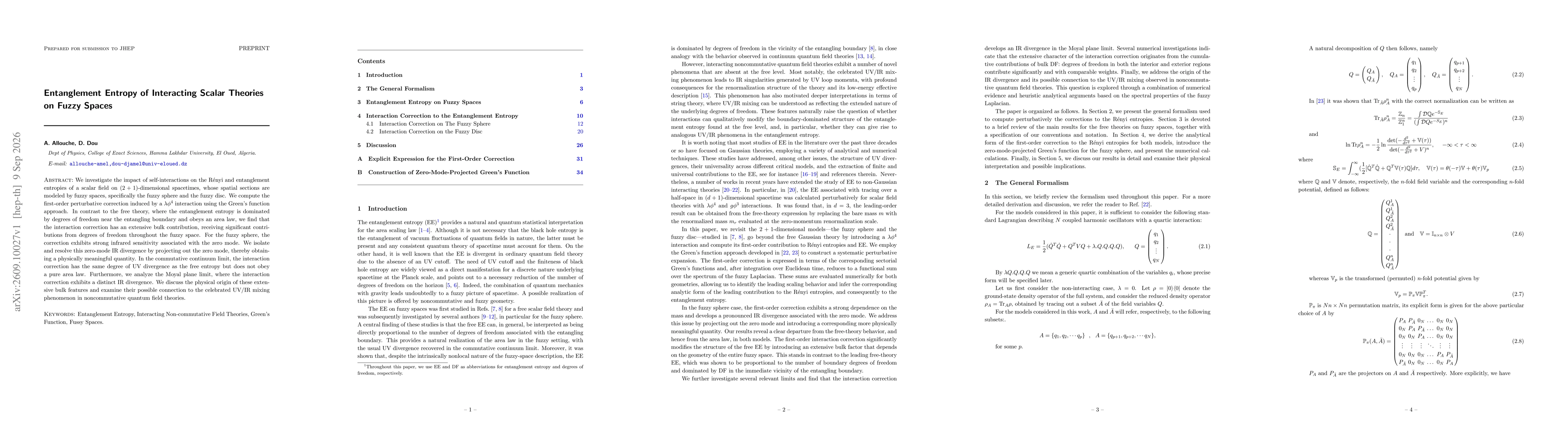 Thumbnail for Entanglement Entropy of Interacting Scalar Theories on Fuzzy Spaces