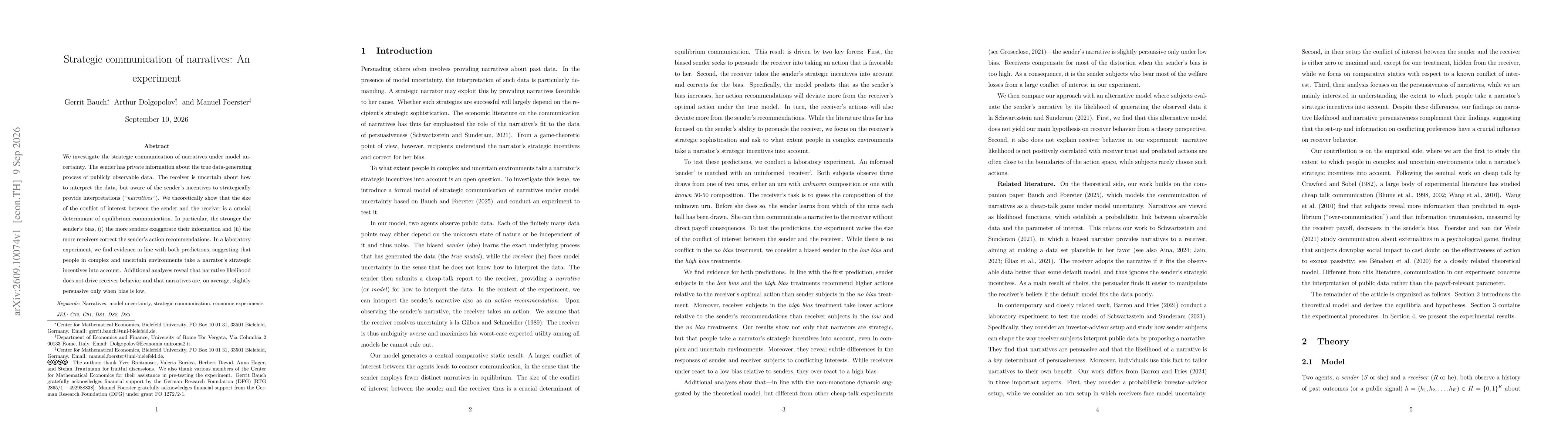 Thumbnail for Strategic communication of narratives: An experiment