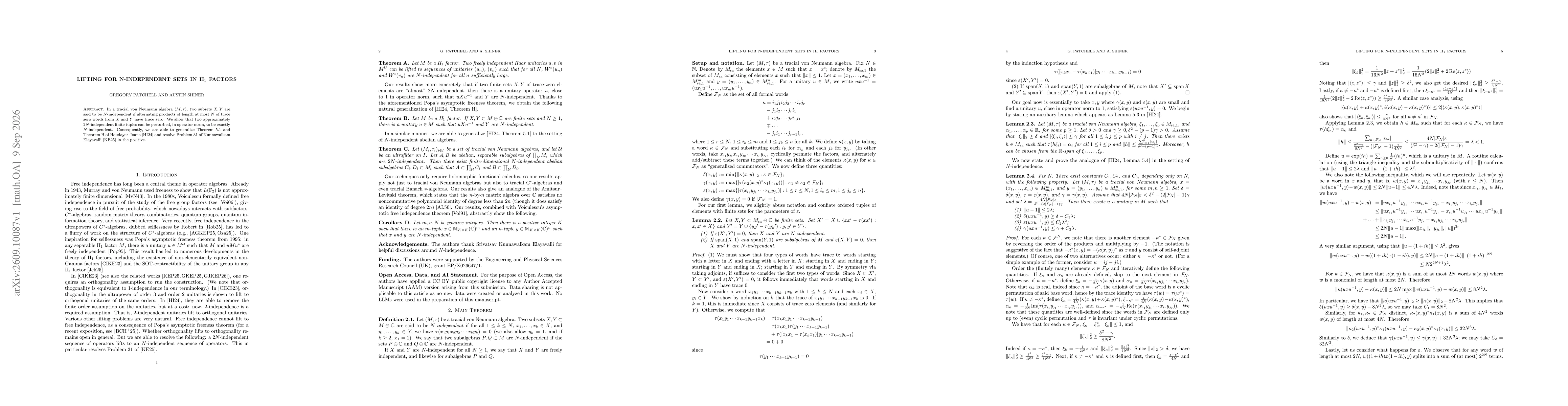 Thumbnail for Lifting for N-independent sets in II1 factors