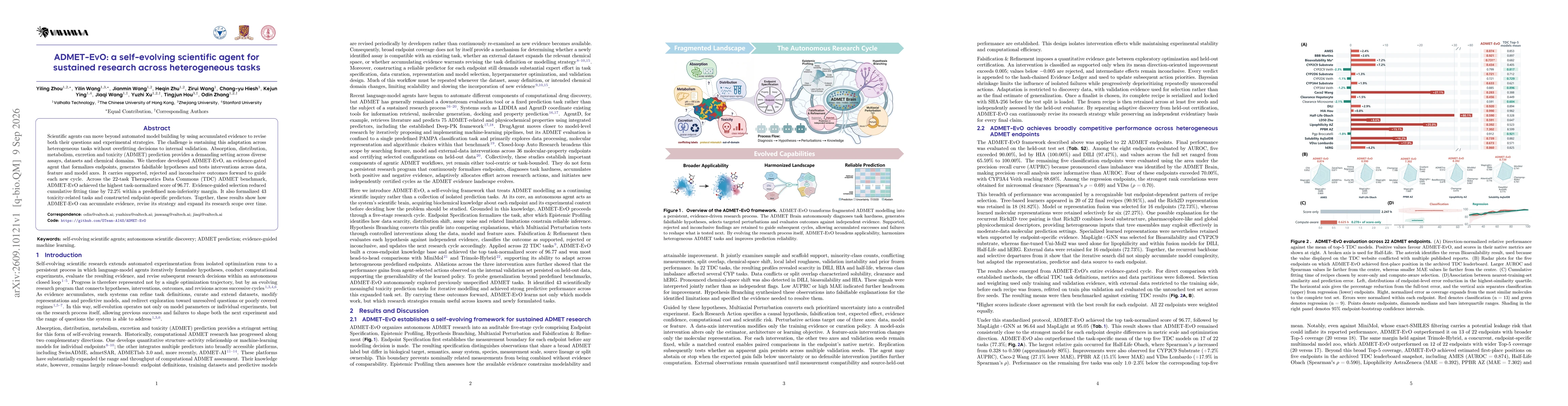 Thumbnail for ADMET-EvO: a self-evolving scientific agent for sustained research across heterogeneous tasks